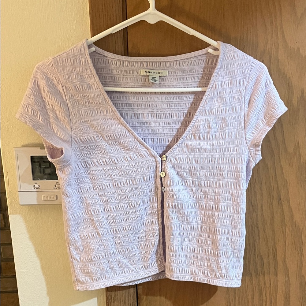 American Eagle Outfitters Light Purple Button-Down Shirt